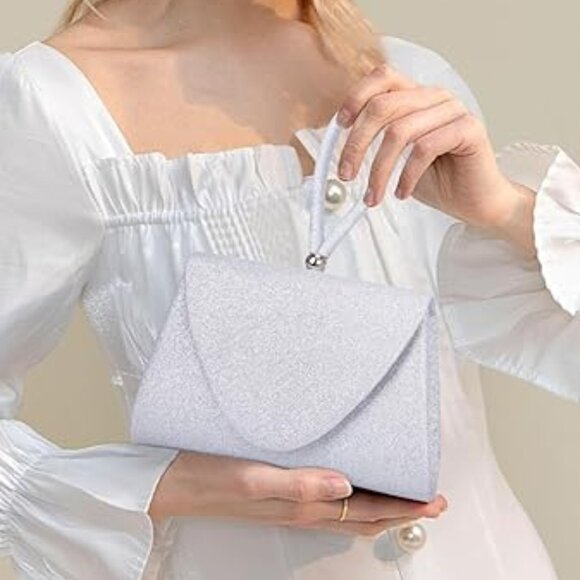 Neiman Marcus Glitter Sequin Evening Top-Handle Purse - Picture 1 of 6